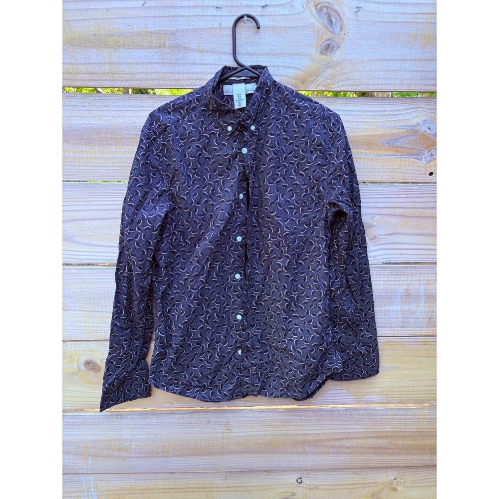 HM Labeled Goods Mens Slim Fit Button Down Shirt Navy Geometric Print Medium - Picture 1 of 6